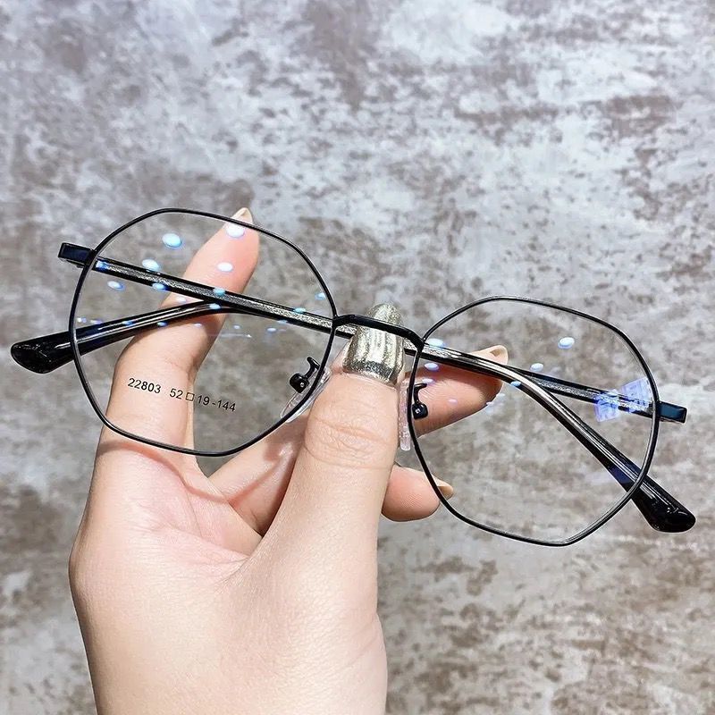 Super Light Myopia Glasses Women's Korean-Style Fashionable with Degrees Students Polygon Glasses Frame Female to Make Big Face Thin-Looked Men...