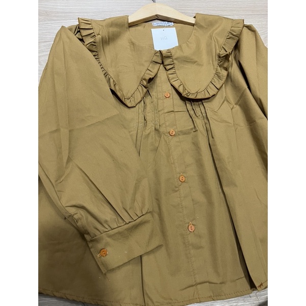 ÁO SƠ MI CỔ BÈO TAY BỒNG DÁNG XOÈ RỘNG BBD