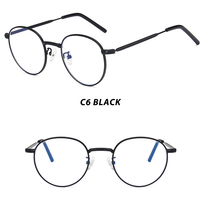 Mắt Kính Chống Cận Thị Màu Xanh Minus0°~-400° Kính Mát Gọng Tròn Thời Trang Hàn Quốc