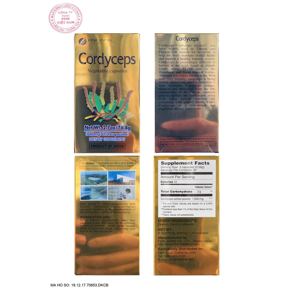 Viên uống đông trùng hạ thảo Cordyceps Fine Japan bổ phổi, thận, tăng đề kháng, sức khỏe 120 viên-Hachi Hachi Japan Shop