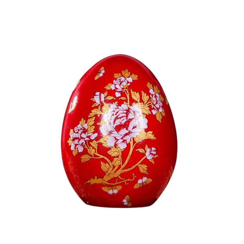 Lọ Hoa Bằng Sứ Màu Đỏ Phong Cách Trung Hoa