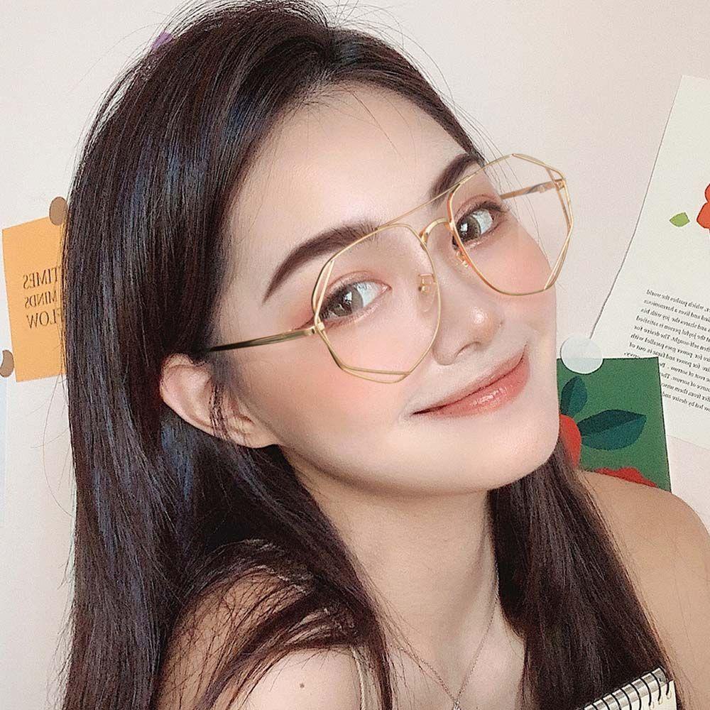 Kính Chống Bức Xạ Gọng Kim Loại Lớn Màu Đen Phong Cách Hàn Quốc Cho Nữ MXMUSTY