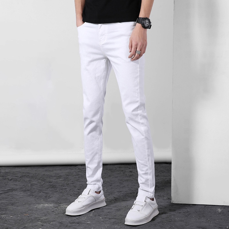 Seluar Lelaki Seluar Jeans Lelaki Slim Fit Jeans Nam Trắng Đàn Hồi Quần Dài Nam Loại Quần Co Giãn Thường Ngày Thẳng