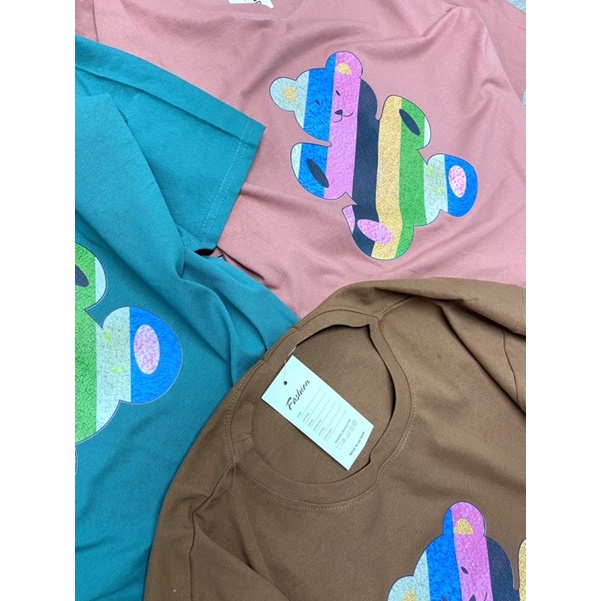 Áo phông gấu dáng thụng tay lỡ Áo thun ngắn tay form rộng cotton