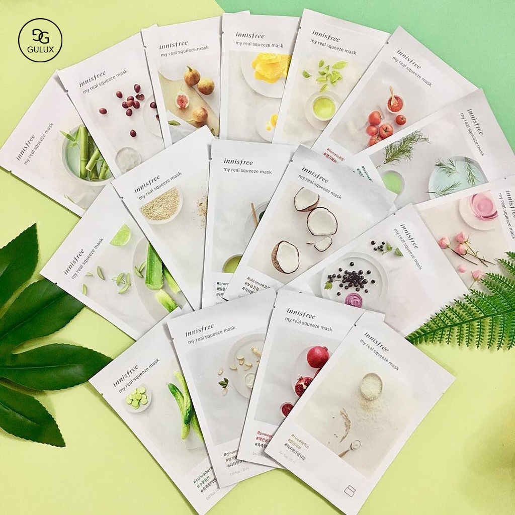 [KÈM QUÀ TẶNG] Mặt nạ giấy dưỡng da Innisfree My Real Squeeze Mask, Mặt nạ dưỡng ẩm Hàn Quốc