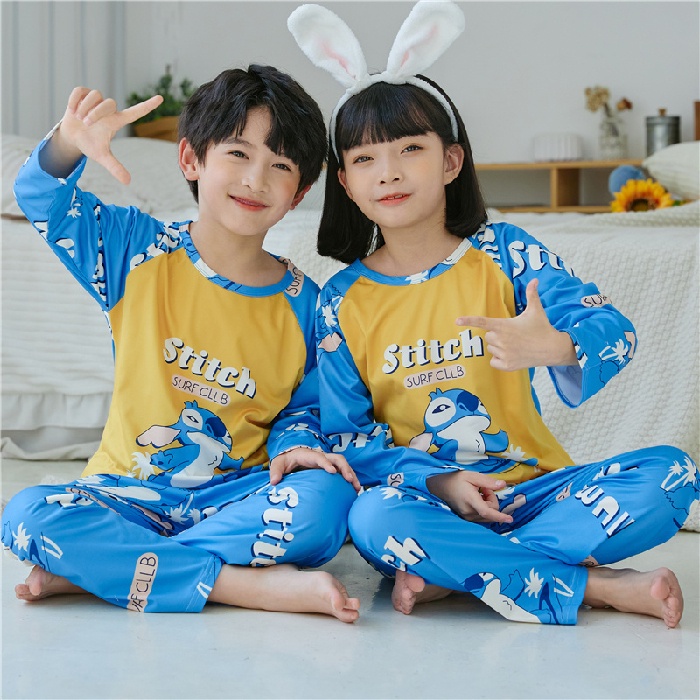 Bộ Đồ Ngủ Tay Dài Chất Cotton In Họa Tiết Hoạt Hình Dễ Thương Cho Bé Gái