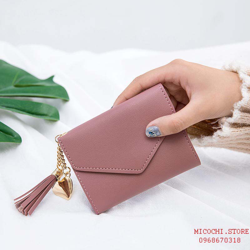 Ví Nữ Mini ❤️FREESHIP❤️  Cầm Tay Tua Rua Trái Tim Style mới hàng loại 1 xuất khẩu có video và ảnh thật