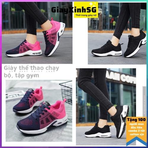 Giày chạy bộ, tập gym nữ, loại đẹp phong cách hàn quốc, tặng kèm vớ cotton co giãn cực sịn