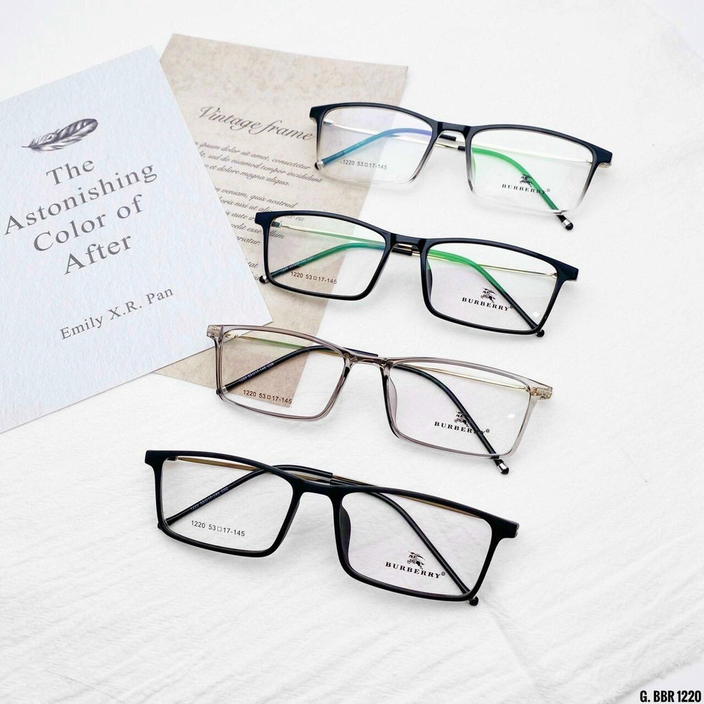 Gọng kính nhựa dẻo càng kim loại nam nữ mắt vuông hàn quốc bbr Eyewear-NHẬN CẮT MẮT CẬN ,VIỄN , LOẠN THEO YÊU CẦU