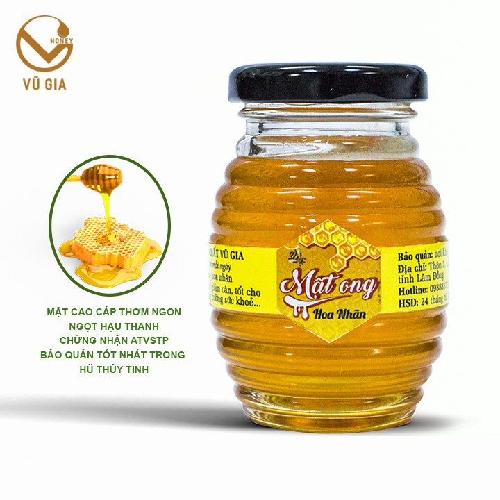 Mật Ong Hoa Nhãn Nguyên Chất Vũ Gia ( 200ml/ hũ)