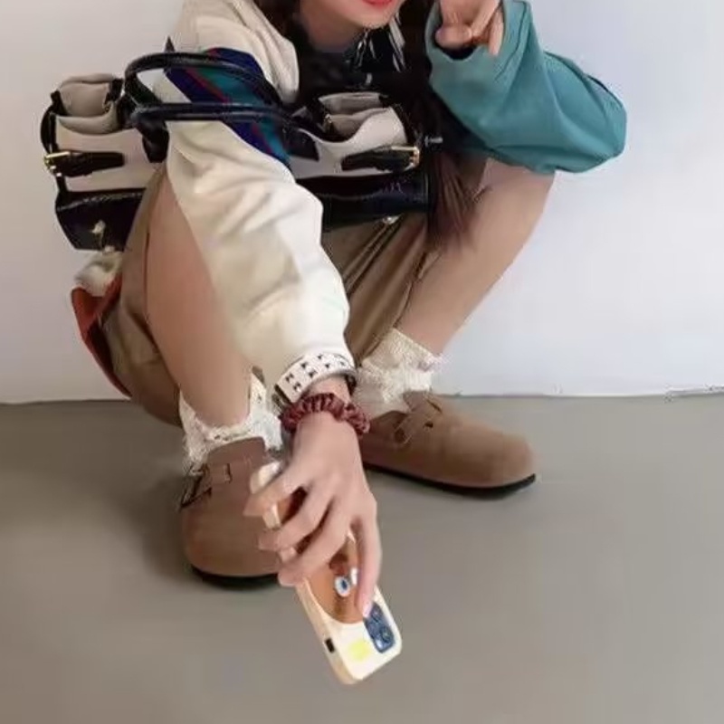 ♞AFF LIGA♞ Áo Sweater Cổ Tròn Tay Dài Dáng Rộng In Họa Tiết Hoạt Hình Màu Tương Phản Thời Trang Mùa Thu Cho Nam Và Nữ