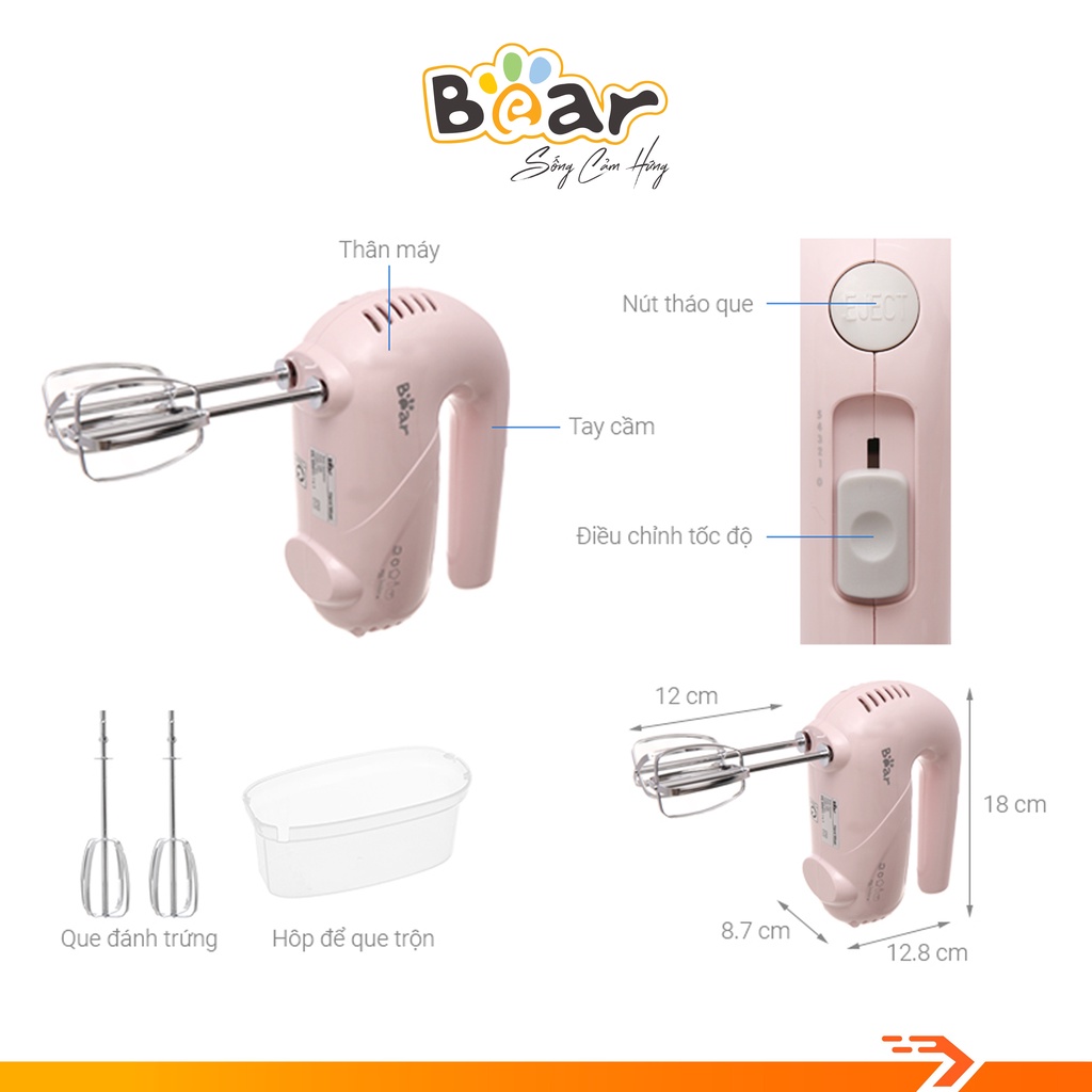 [Mã 155ELSALE giảm 7% đơn 300K] Máy Đánh Trứng Cầm Tay BEAR DDQ-A01G1 - Hàng Chính Hãng