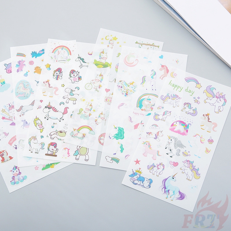 Set 6 tờ hình dán phong cách kì lân trang trí sổ tay máy tính ván trượt đa dụng