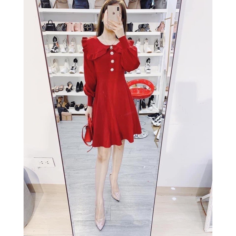 Đầm Len Cổ Bèo Cúc Ngọc 💋freeship💋