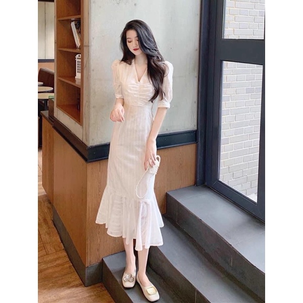 Đầm đuôi cá dài chất đũi mát mẻ ôm eo