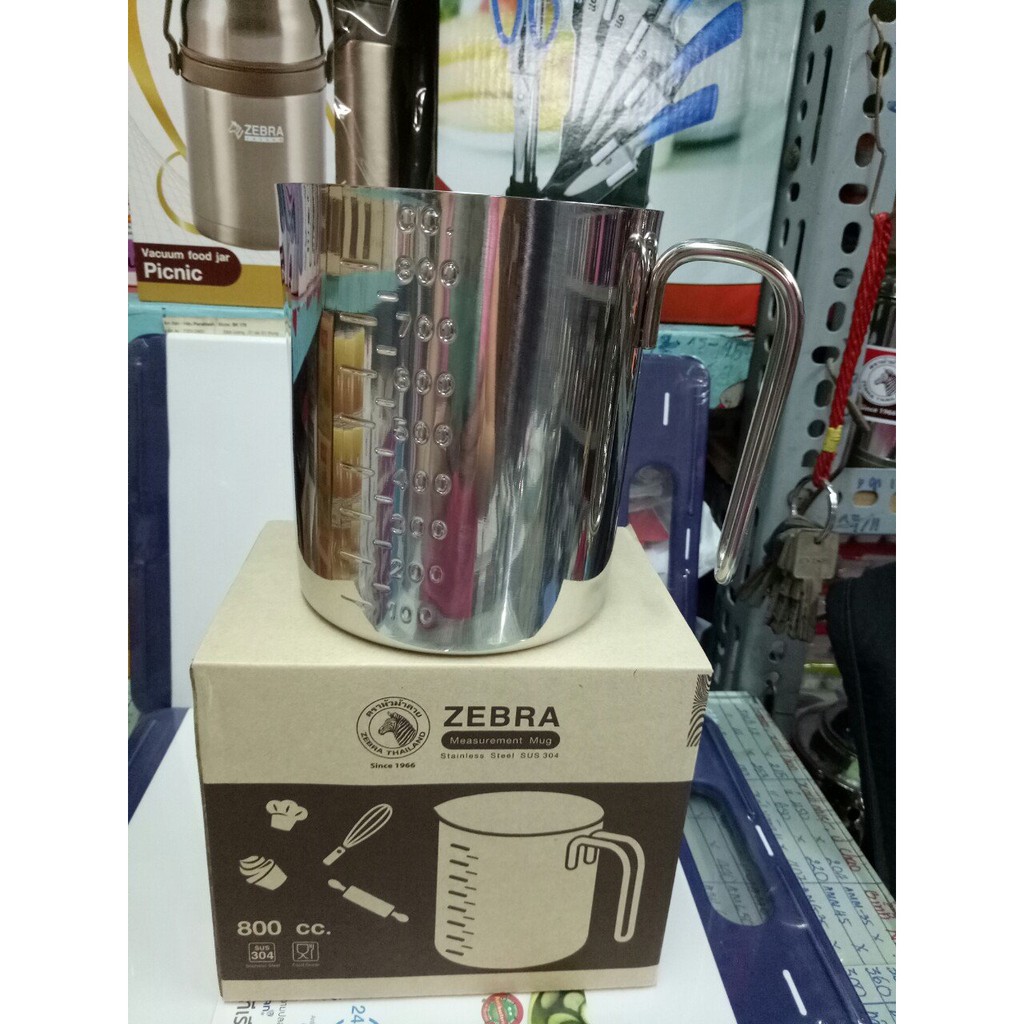 Ca Đong Thể Tích Inox 304 Zebra Có Vạch Chia, 800ml, Nhập Khẩu Thái Lan-112590