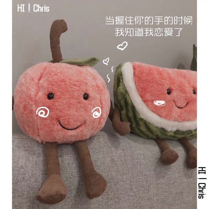 Gối ôm nhồi bông siêu mềm hình quả cherry đáng yêu Dưa hấu gối Gối gối hình dưa hấu Một con búp bê