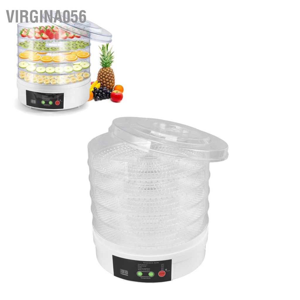 Có thể bán buôn Máy khử nước thực phẩm Cấp 350W 50Hz 5 khay Điều khiển núm điều sấy điện có nắp đậy cho trái cây và rau quả Virgina056 Hàng giao ngay