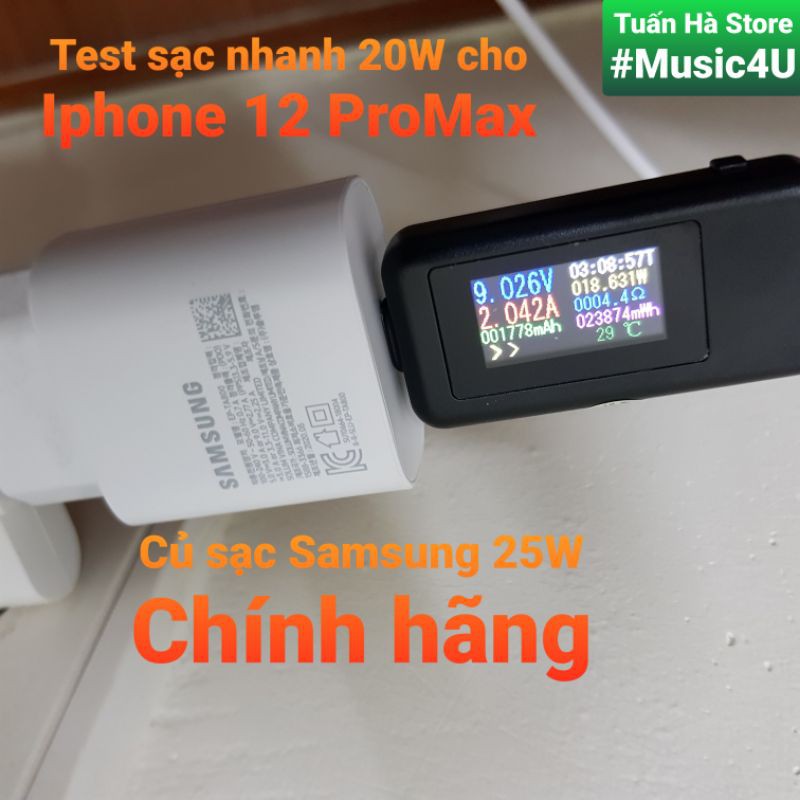 Củ Samsung 25W và cáp Ravpower Type C ra Lightning RP-CB054 cho IPhone 11, Iphone 12, MFI [Music4U]