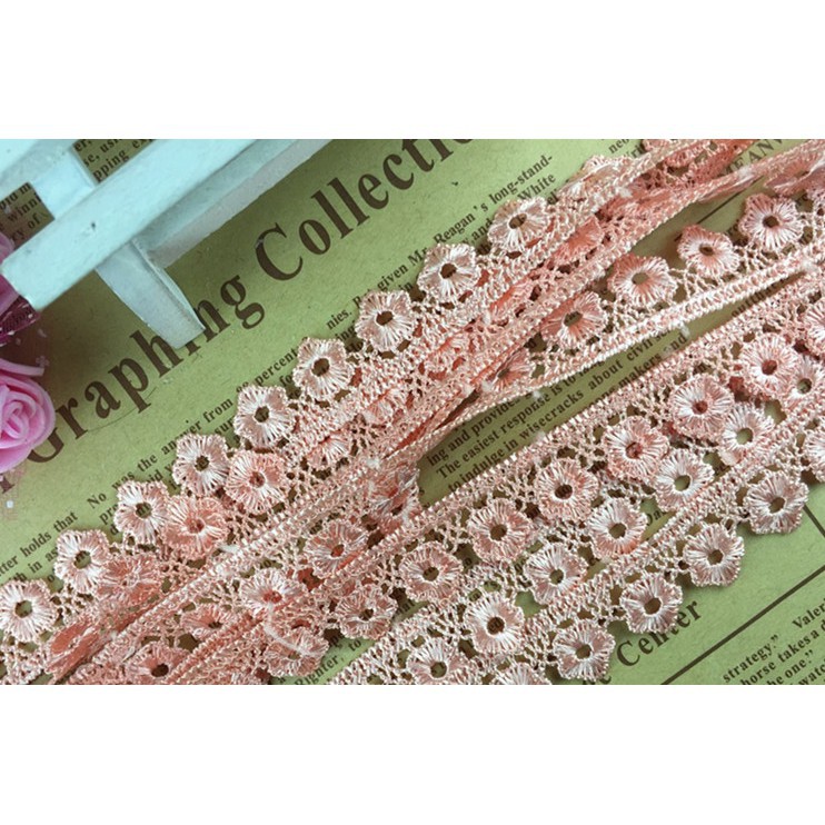 5Yards 1.5Cm Width Embroidered Flower Lace Ribbons