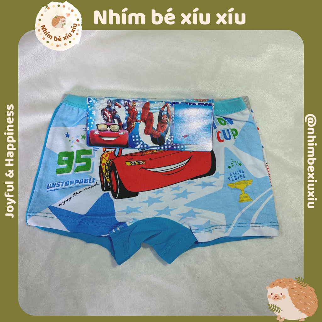 Combo 2 quần sịp đùi cotton bé trai hình siêu nhân nhện/ô tô (15-24 kg) nhimbexiuxiu