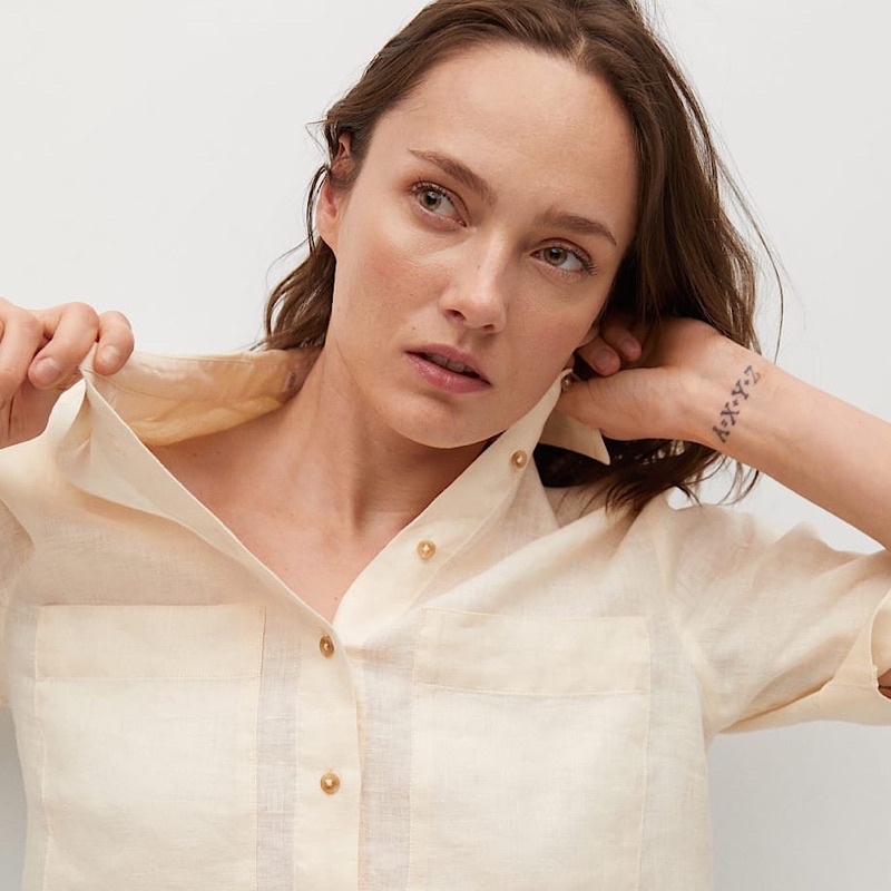 Áo Sơ mi Nữ Công Sở Vải Linen Mango Auth