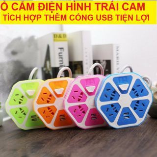 Ổ Điện Trái Cam 4 Ổ Cắm 3 Chấu 2 Cổng USB Dây Dài 1,5m