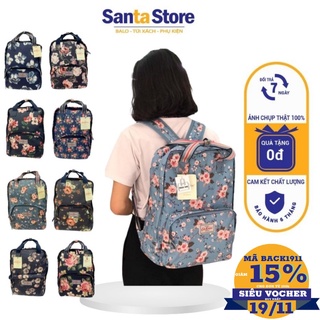 Balo nữ đi học Ulzzang SANTA STORE CKBP thời trang học sinh Hàn Quốc đựng vừa laptop vải chống nước cao cấp màu hoa đẹp