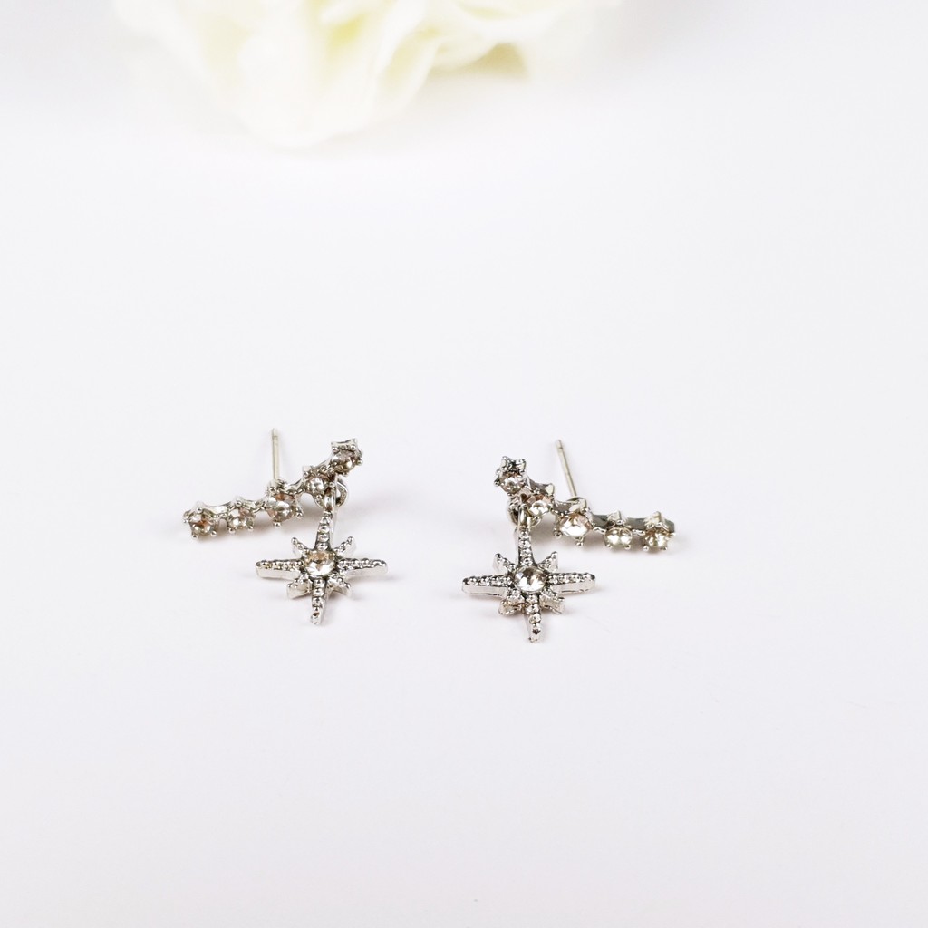 Bông tai gài dành cho nữ khuyên tai đính đá ngôi sao 6 cánh TB258 TOBI STORE
