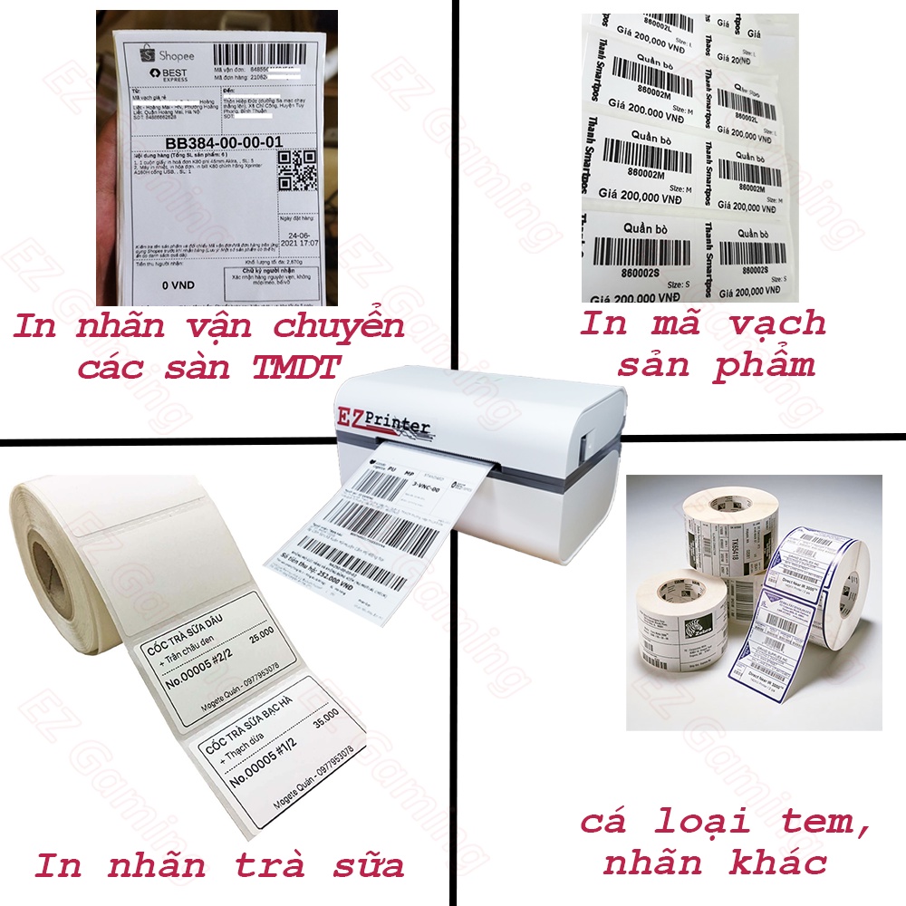 Máy in nhiệt, máy in đơn hàng. khổ 80mm EZ printer EZP-801 in nhiệt đơn hàng TMDT, in tem , in mã vạch, nhãn trà sữa,