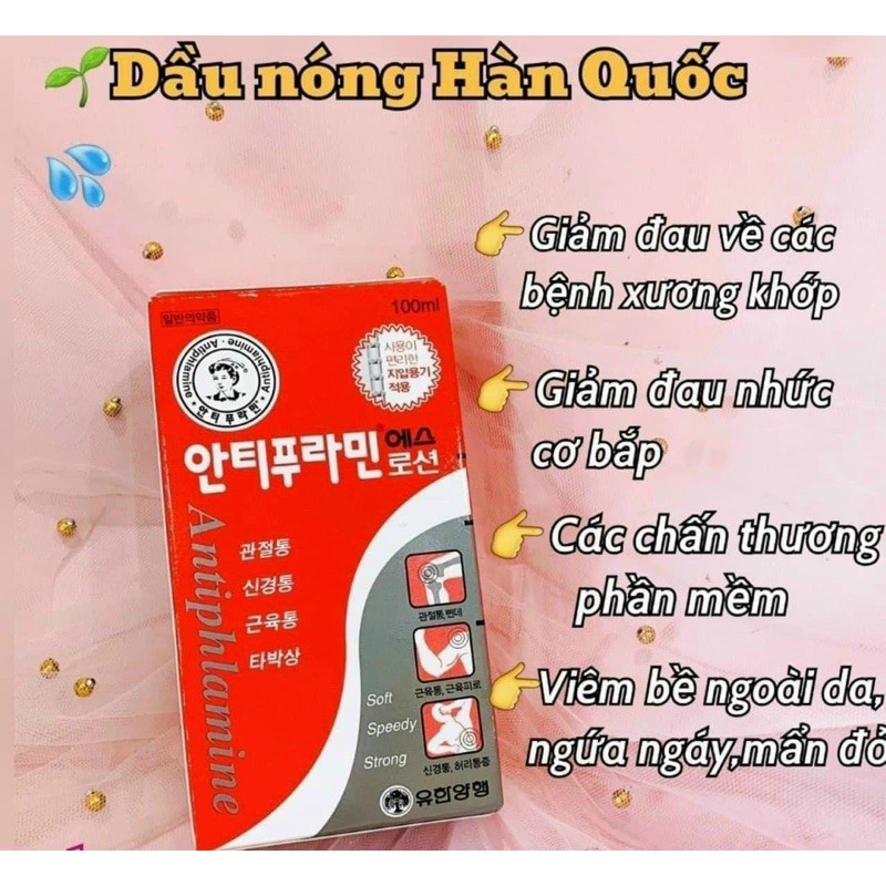 [Cam kết chính hãng] DẦU NÓNG ANTIPHLAMINE LOTION - ĐẨY LÙI CÁC CƠN ĐAU NHỨC 100ml Hàn Quốc 🇰🇷