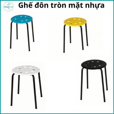 Ghế đôn tròn, ghê đôn mặt nhựa, ghế ngồi chân sắt sơn tĩnh điện cao cấp Song Long Kiểu dáng trang nhã, bắt mắt