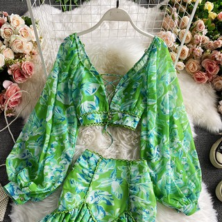 Set váy voan hoa hồng