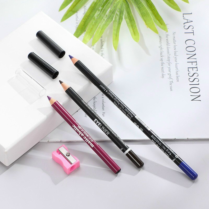 Bộ 3 Bút kẻ lông mày, mắt môi siêu xịn 3D chống nước 24h tặng kèm gọt bút chì