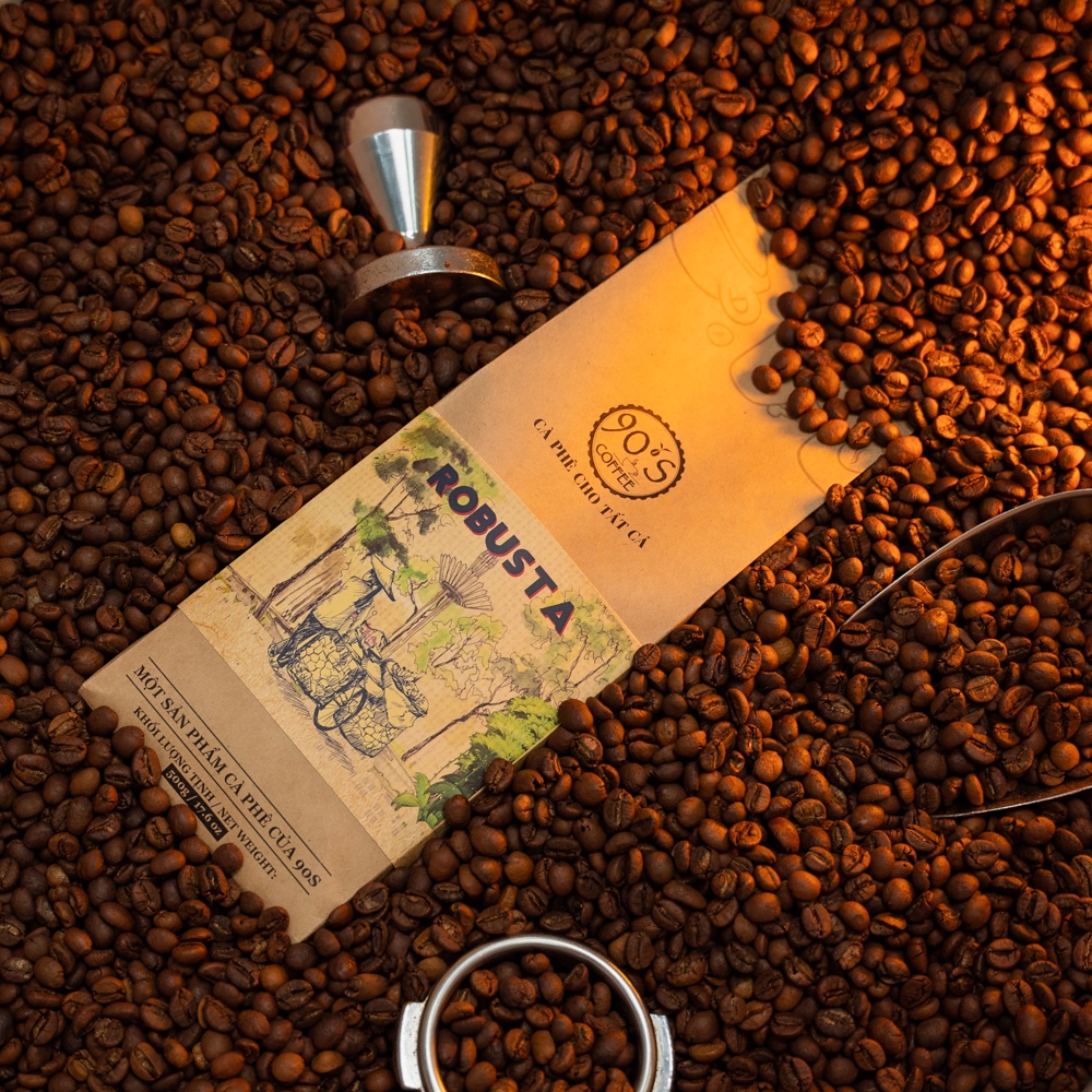 250Gr Cà Phê Robusta Rang Mộc Nguyên Chất Đắng Đậm Thơm Nồng Pha Máy & Pha Phin |100% Cà Phê Sạch| 90S Coffee Vietnam