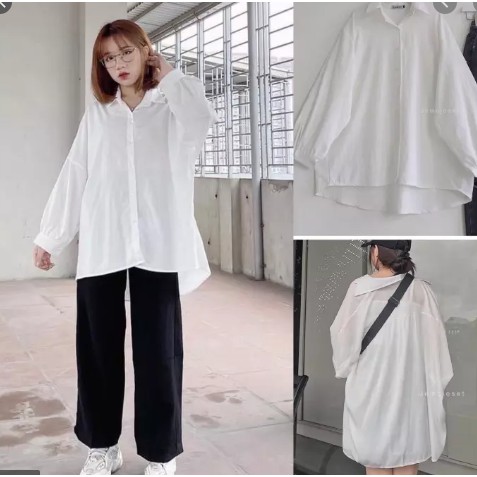 Áo sơ mi  nữ Oversize tay phồng,  Áo Kiểu Nữ Sơ mi đẹp ulzang | WebRaoVat - webraovat.net.vn