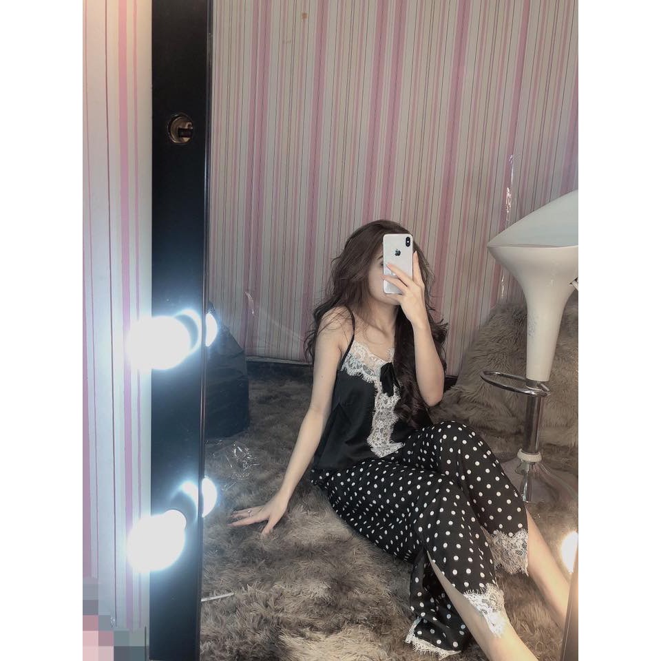 set lụa satin phối ren