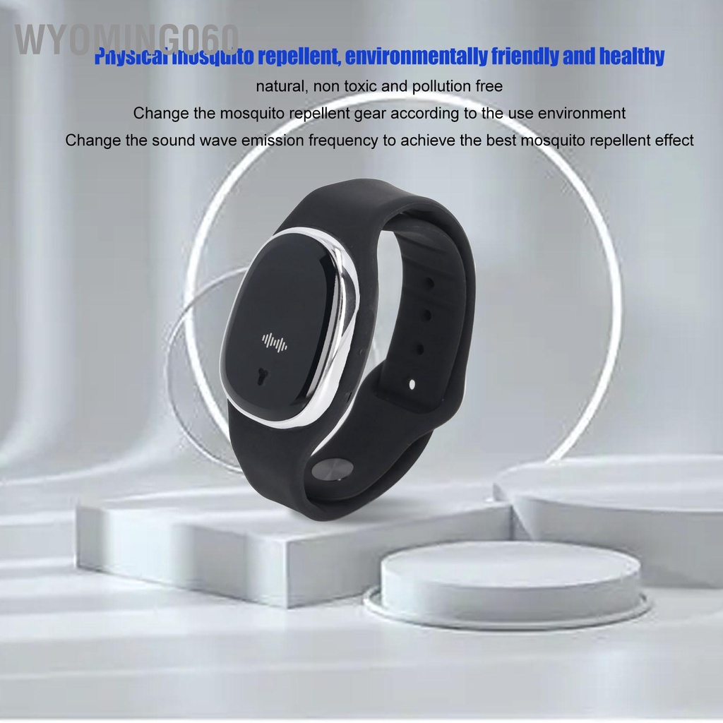 Wyoming060 Vòng đeo tay chống muỗi thể thao ngoài trời siêu âm USB có sạc lại cho phụ nữ mang thai Trẻ em