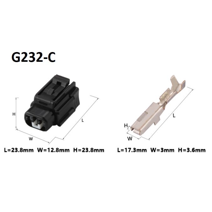 G232-Giắc cắm đèn đuôi ô tô Ổ cắm đèn sương mù F3 2.2MM 2 lỗ