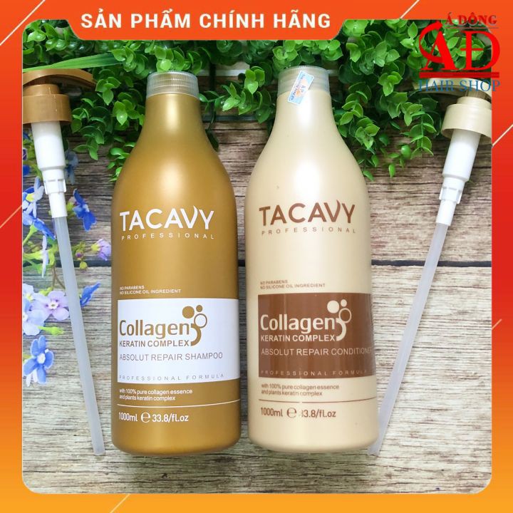 BỘ DẦU GỘI TACAVY COLAGEN KERATIN COMPLEX CHUYÊN PHỤC HỒI TÓC HƯ TỔN 1000MLX2