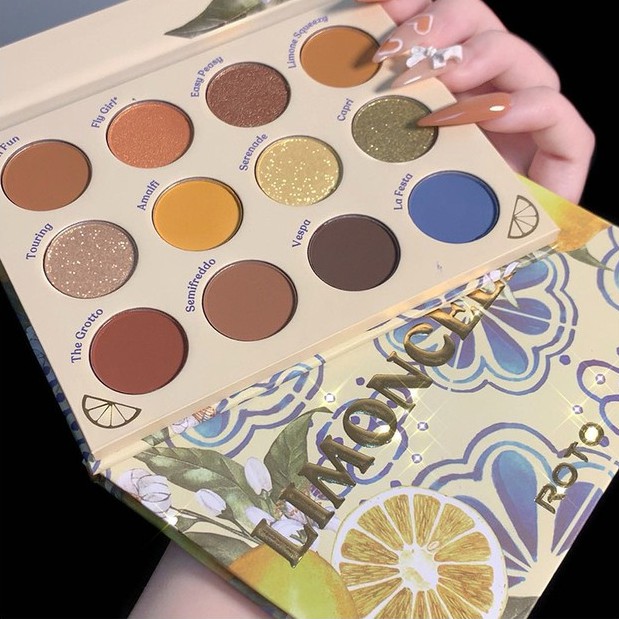 Bảng phấn mắt nhũ lì 12 ô Roto Limoncello cao cấp Sena Beauty | BigBuy360 - bigbuy360.vn