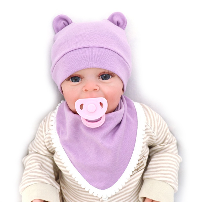 Bộ 2 Yếm Ăn Cotton Mềm Mại Có Nón Dễ Thương Cho Bé Sơ Sinh