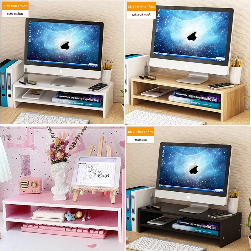 Kệ Gỗ Trang Trí Decor Kệ Sách Màn Hình Máy Tính Để Bàn Đa Năng ZataFu