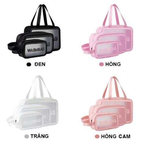 Túi đựng mĩ phẩm du lịch mini trong suốt có quai xách WashBag A003