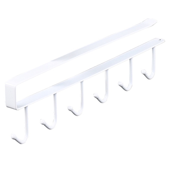 Giá móc treo đồ đa năng cài kẹp dưới tủ bếp, kệ bàn móc cốc ly bằng sắt chống gỉ