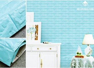Xốp dán tường giả gạch xanh dương 10 miếng 70*70cm