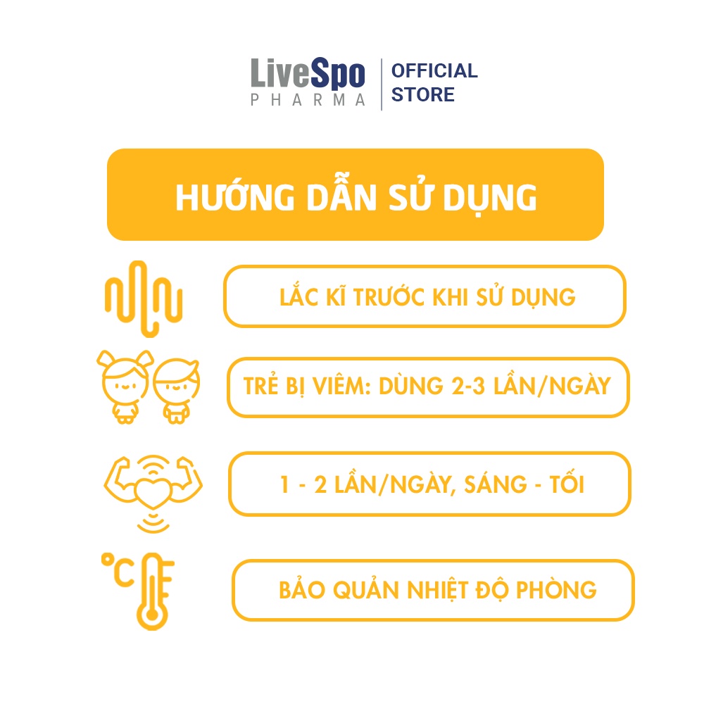 LiveSpo Navax Kids - Xịt mũi cho bé nước muối sinh lý bào tử lợi khuẩn  - Dành cho trẻ sơ sinh và trẻ em 5 ống x 5ml