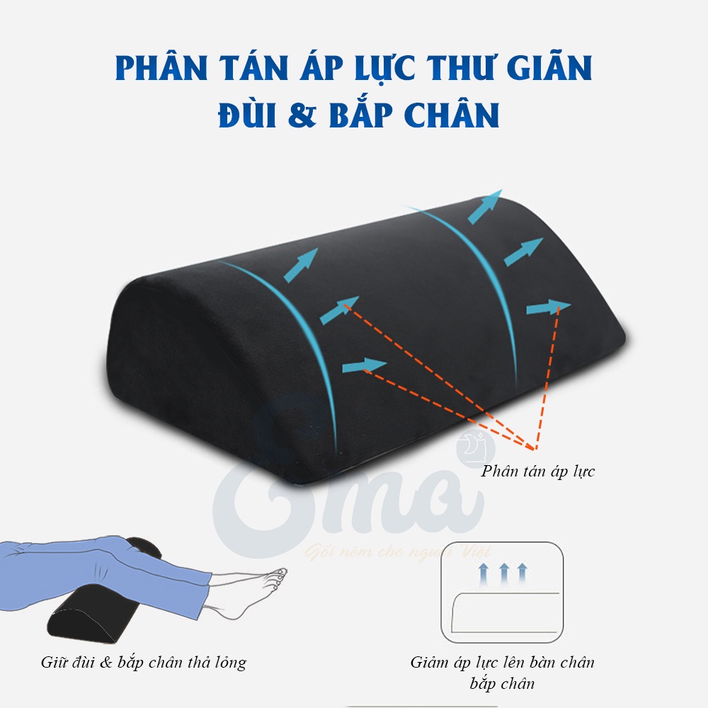 Gối kê chân văn phòng cao su non Ema, Gối gác chân cao su non giúp giảm tê mỏi chân, chuột rút - Kích thước 44x15x12cm