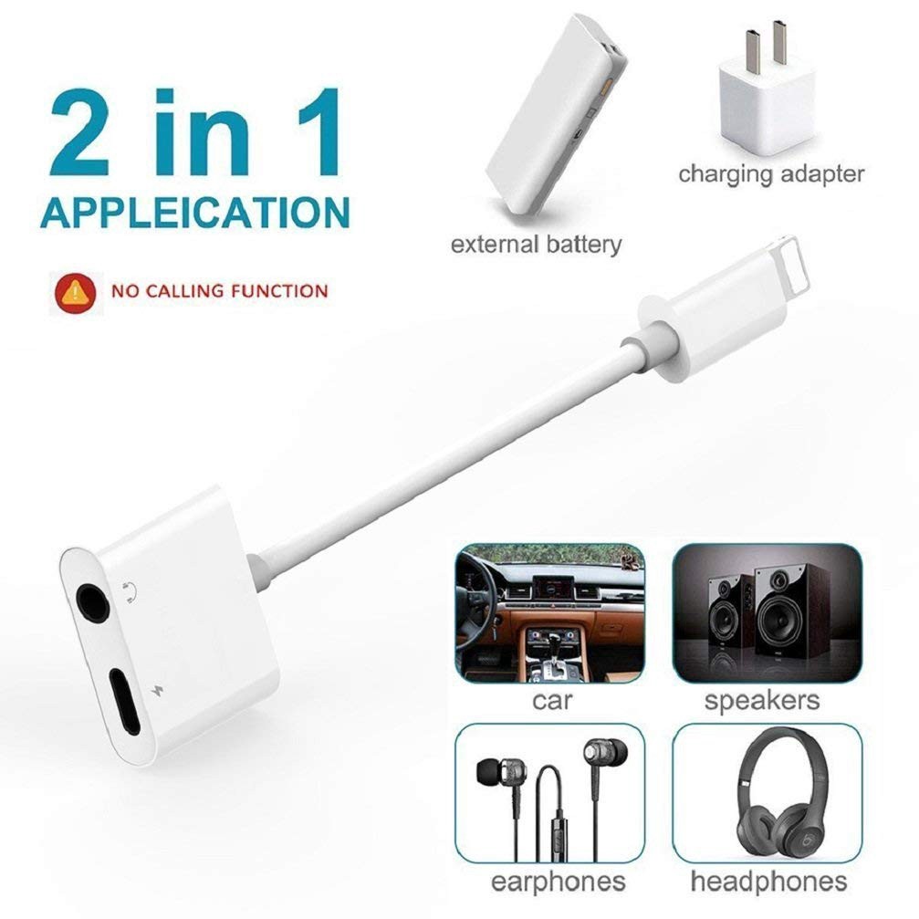 (Xu hướng hot) Bộ chuyển đổi iPhone 8 7 X XS 2 in 1 sang 3,5 mm Jack AUX Audio + Bộ kết nối bộ sạc Cáp Lightning