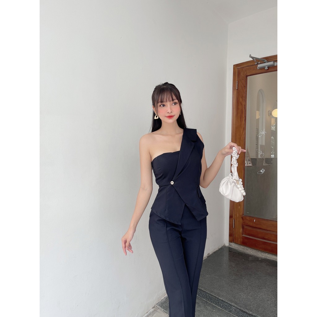 [ Mã FAMANU93 giảm 10% đơn 0đ ] Set jumpsuit đồ bay dài, áo hở vai form chuẩn sang trọng XUONGMAYHB